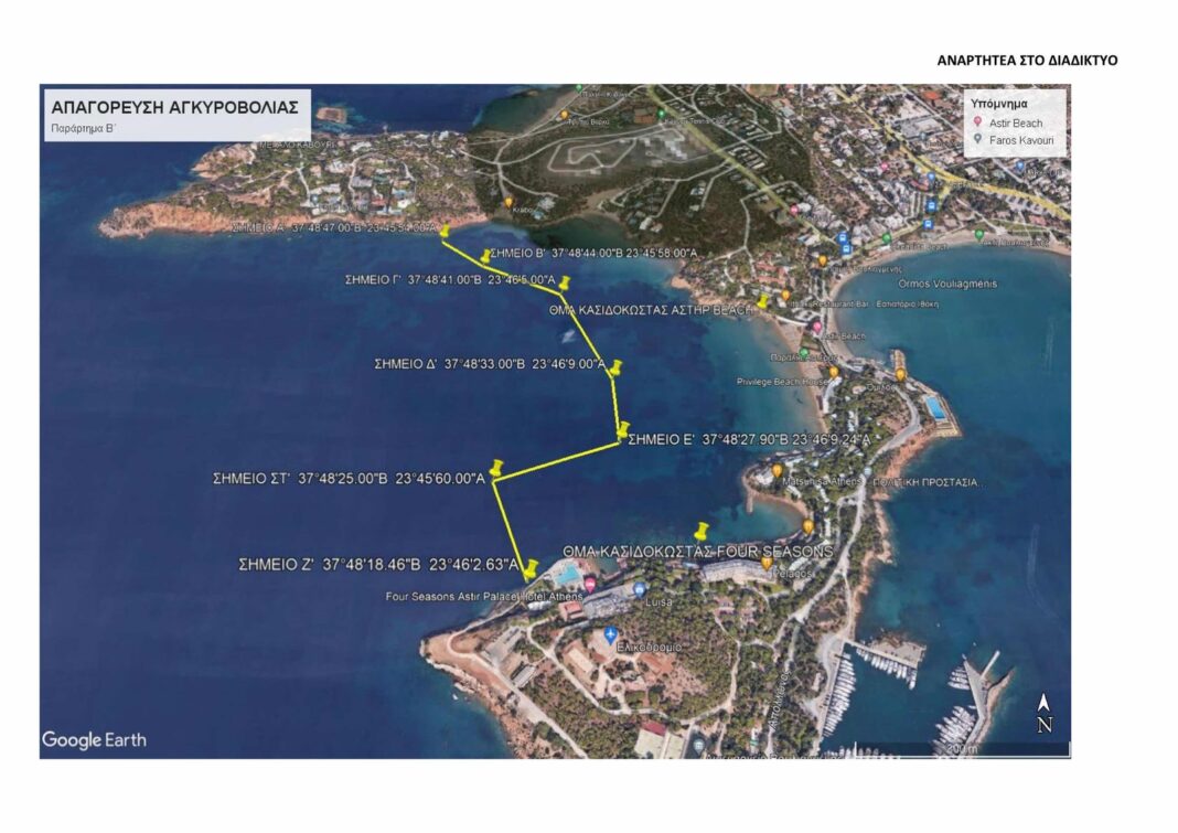 vouliagmeni Γιατί απαγορεύτηκε η αγκυροβολία πλοίων στον όρμο της Βουλιαγμένης